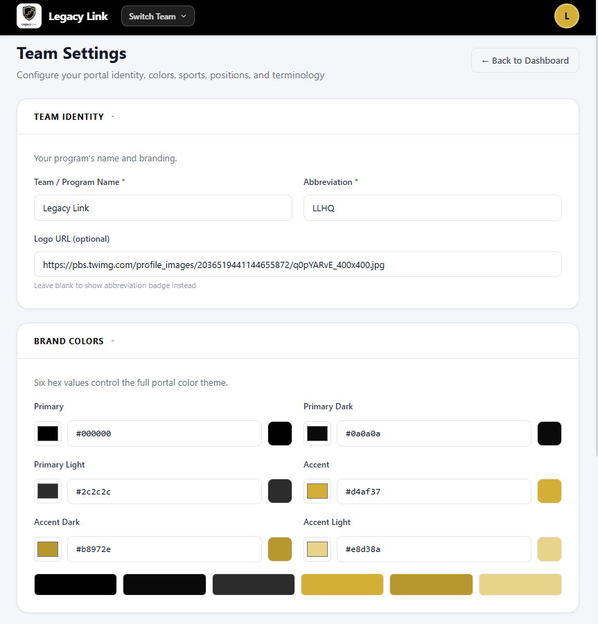 Team Settings / White-Label Theming